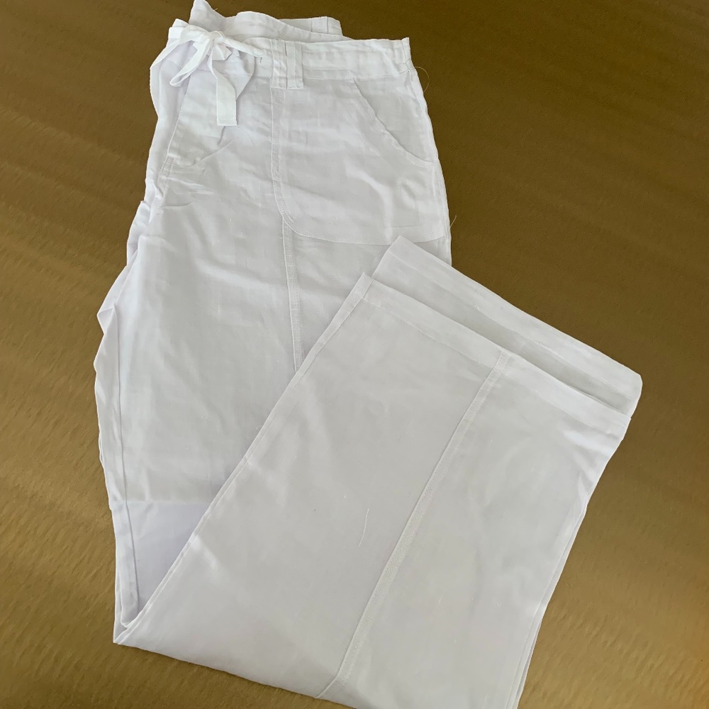 White Linen Pants with tie